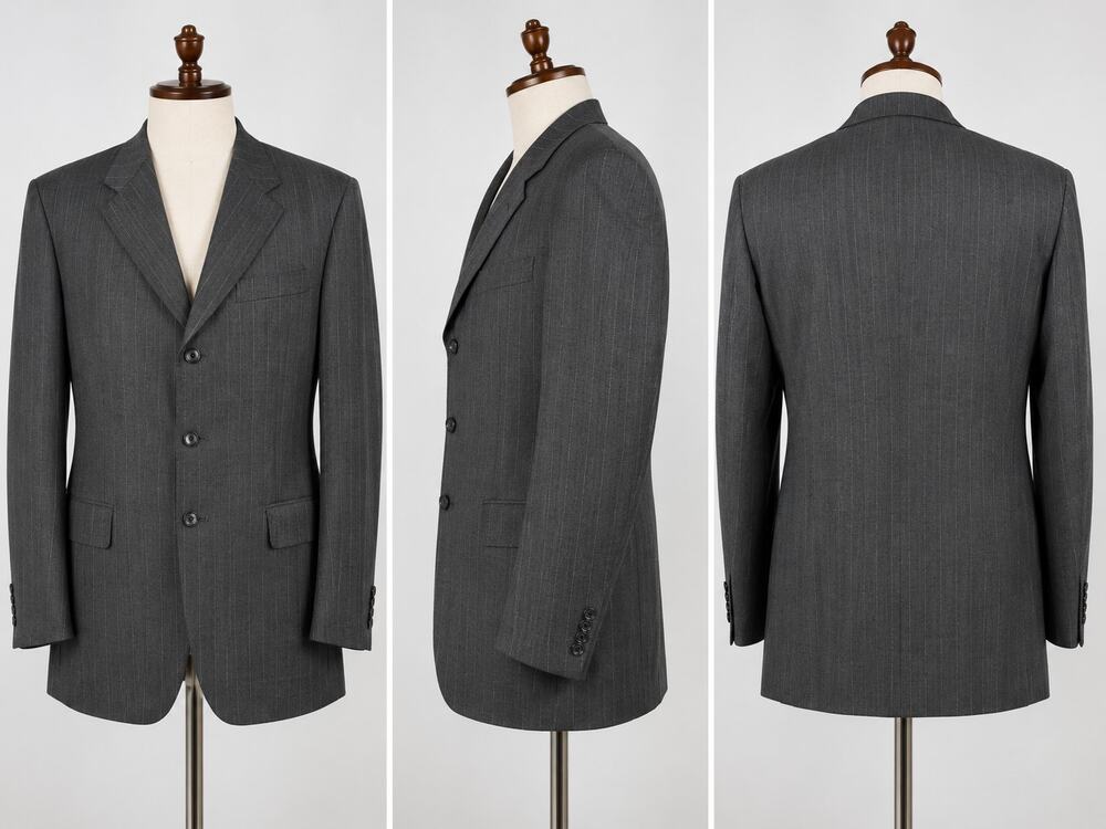 Stafford 42R 100% Wool Gray Pinstripe Blazer Sport Coat Woolmark 3 Button